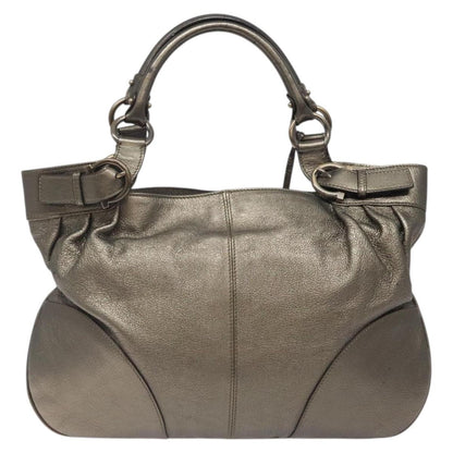 Salvatore Ferragamo Gancini Tote Leather, SILVER, LEATHER, Tote bag