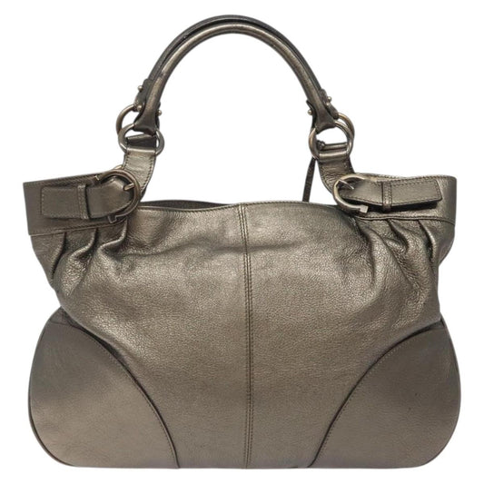 Salvatore Ferragamo Gancini Tote Leather, SILVER, LEATHER, Tote bag