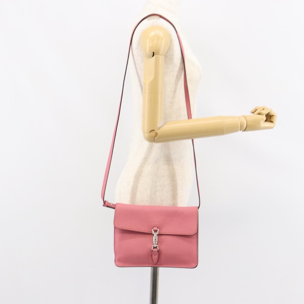 Gucci Jackie Soft Flap Shoulder Bag Leather, PINK, LEATHER, Shoulder bag