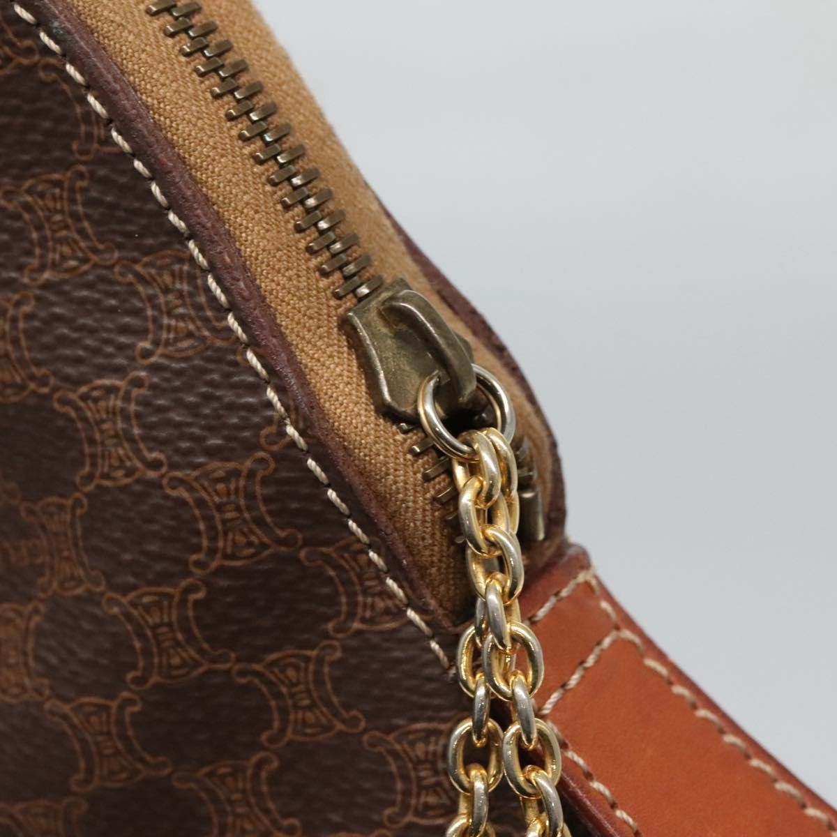 Celine Vintage Macadam Handbag Canvas and Leather, BROWN, CANVAS, Handbag