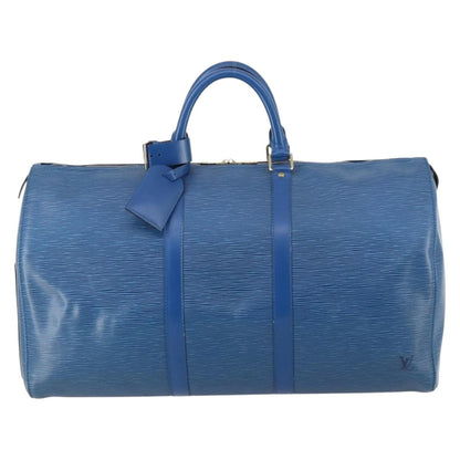 Louis Vuitton Keepall Bag Epi Leather, BLUE, LEATHER, Travel bag