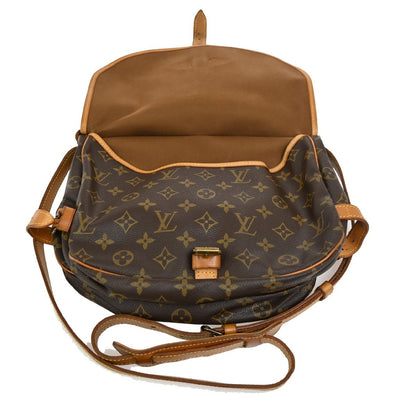 Louis Vuitton Saumur Handbag Monogram Canvas, BROWN, CANVAS, Shoulder bag