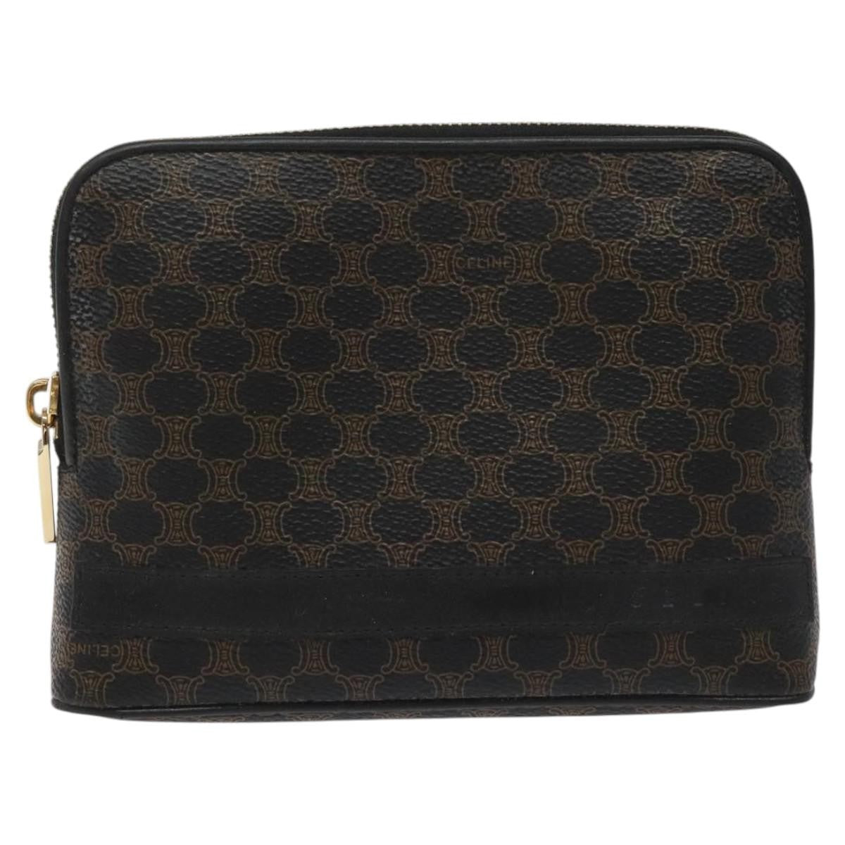 Celine Macadam Pochette Canvas and Leather, Black, Canvas, Clutch