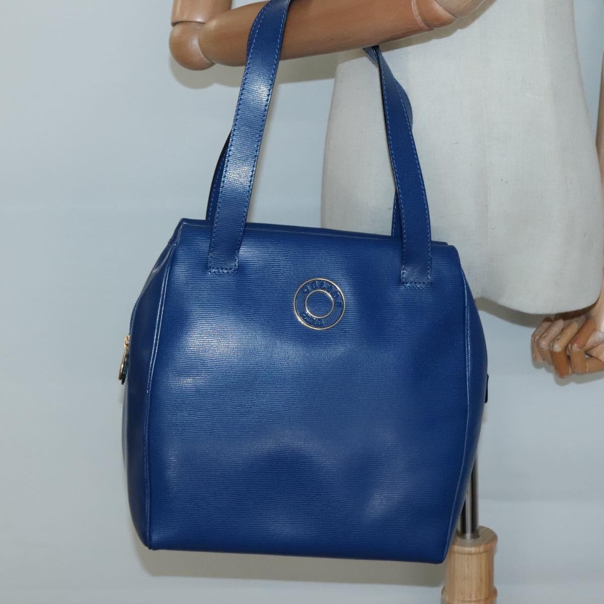 Celine Circle Logo Handbag Leather, BLUE, LEATHER, Handbag