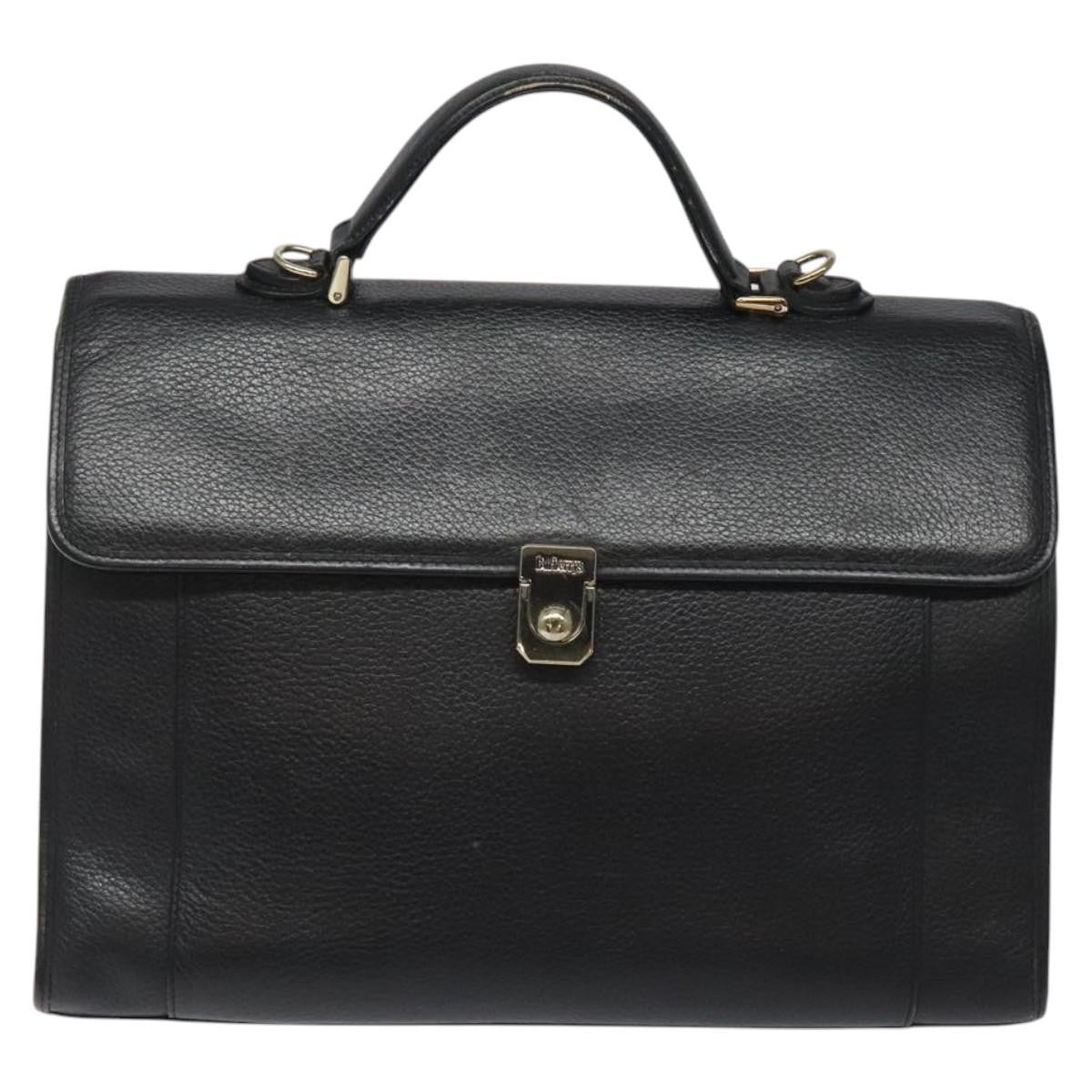 Burberry Convertible Briefcase Leather with London Check Coated Canvas, BLACK, LEATHER, Briefcase