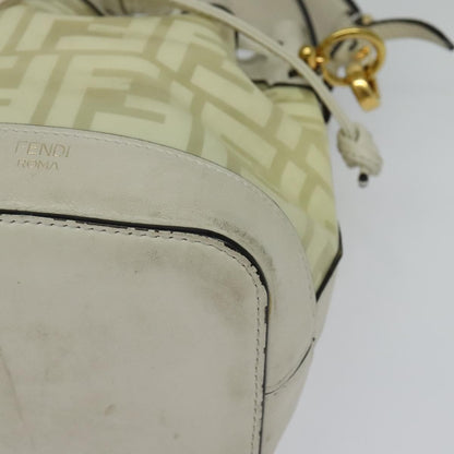 Fendi FF Logo Mon Tresor Bucket Bag Canvas, WHITE, CANVAS, Shoulder bag