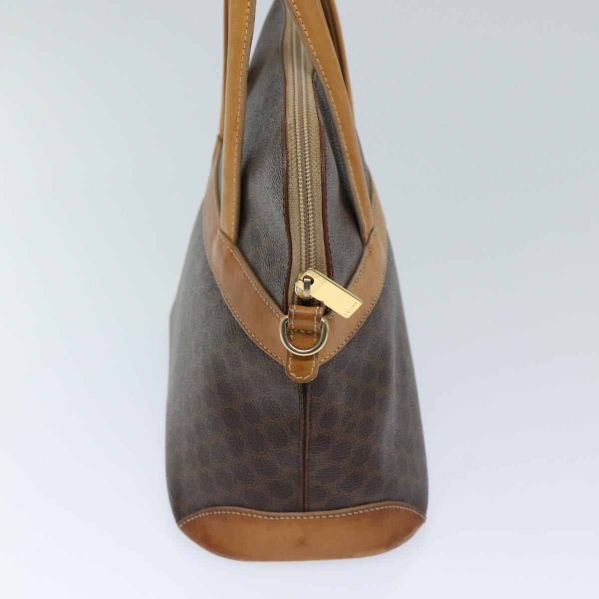 Celine Macadam Handbag Macadam with leather, BROWN, CANVAS, Handbag