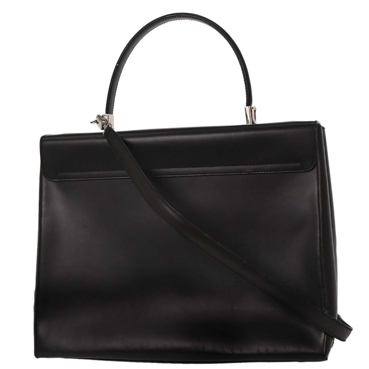 Salvatore Ferragamo Convertible Top Handle Bag Leather, BLACK, LEATHER, Handbag