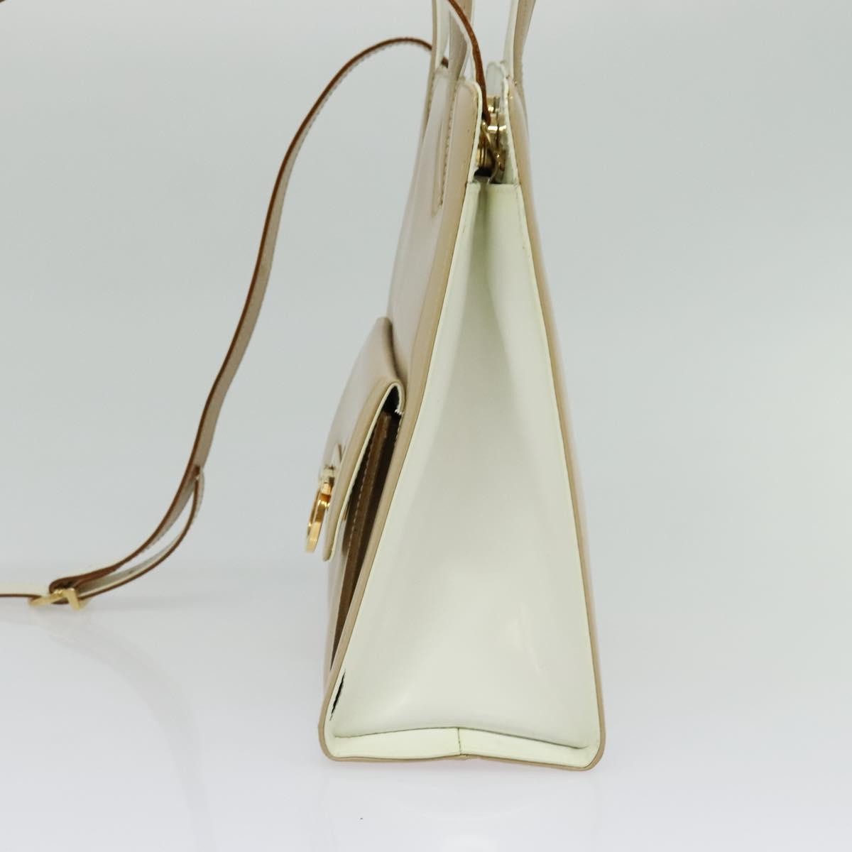 Salvatore Ferragamo Gancini handbag Patent leather, BEIGE, PATENT_LEATHER, Handbag