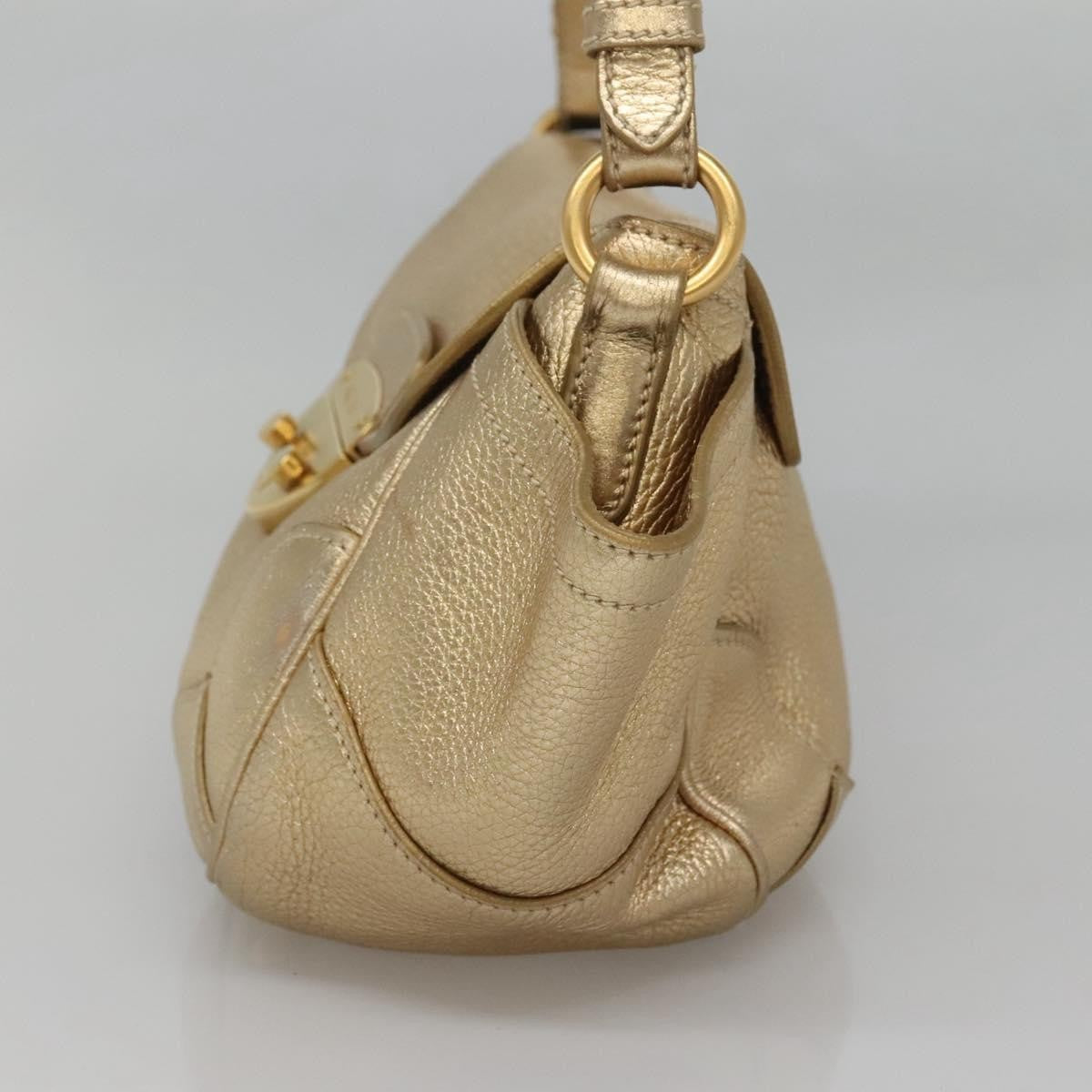 Prada Antic Pushlock Shoulder Bag Leather, GOLD, LEATHER, Shoulder bag