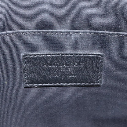 Saint Laurent Classic Monogram Zip Pouch Crocodile Embossed Leather, BLACK, LEATHER, Clutche & pouche