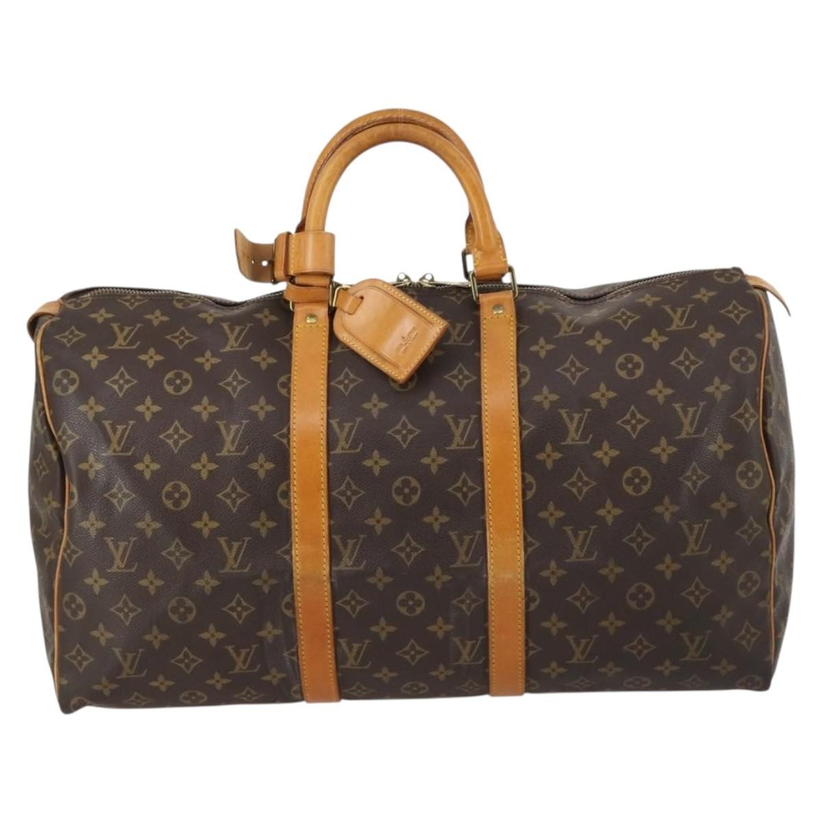 Louis Vuitton Keepall Bag Monogram Canvas, BROWN, CANVAS, Travel bag