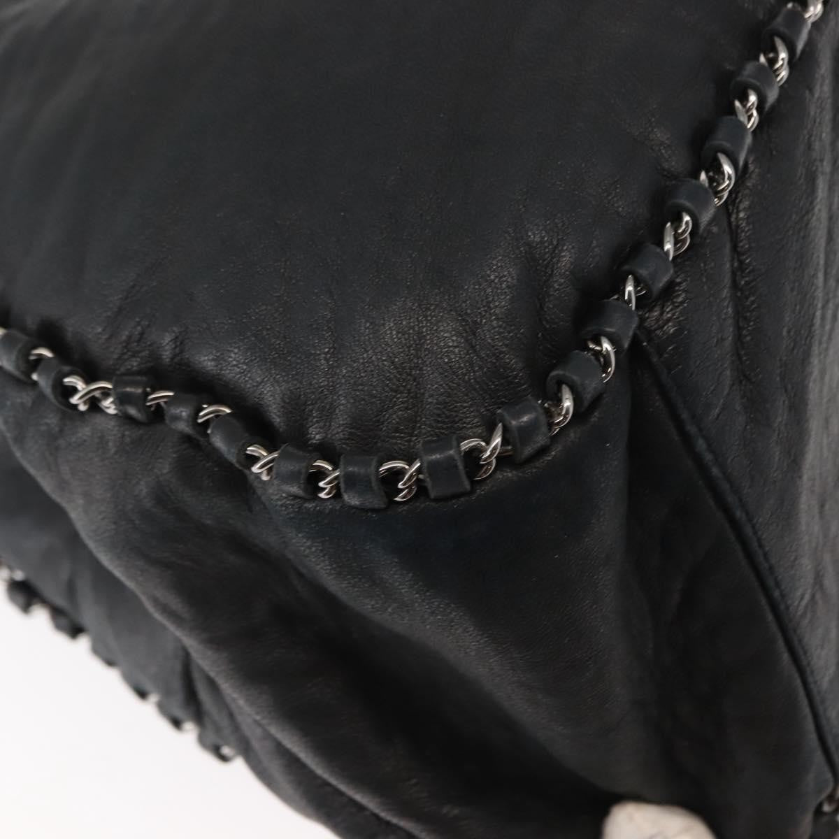 Chanel Vintage Chain Around Shoulder Bag Leather, BLACK, LEATHER, Shoulder bag