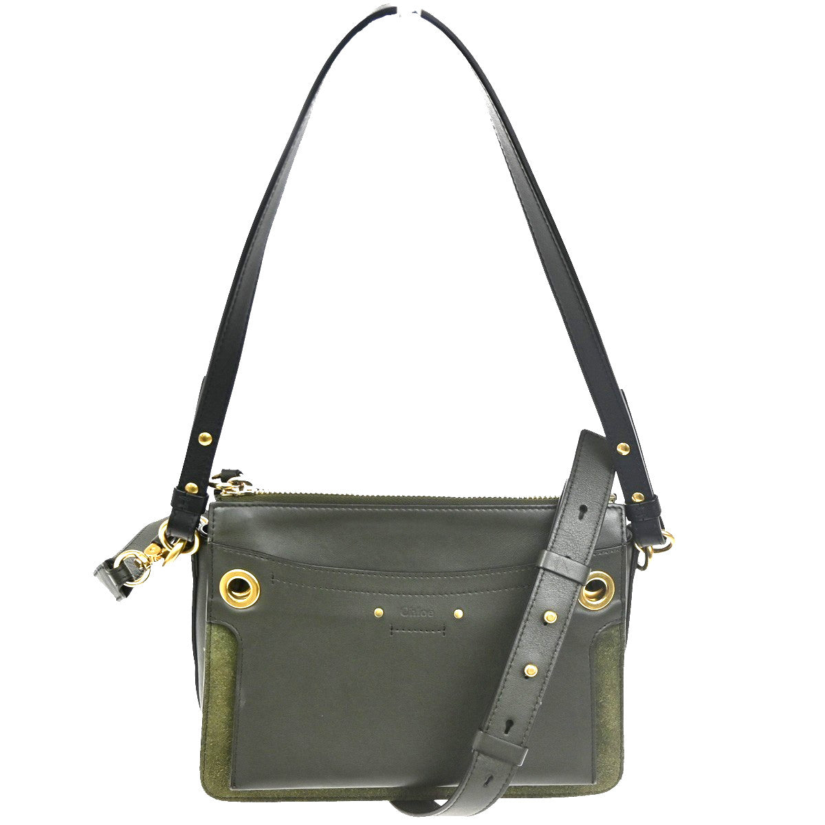 Chloe Roy Shoulder Bag Leather, Black, Suede, Shoulder Bag
