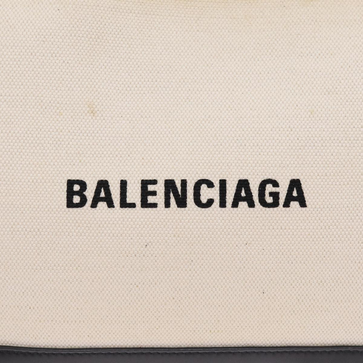 Balenciaga Navy Zip Pouch Canvas and Leather, BEIGE, CANVAS, Clutche & pouche
