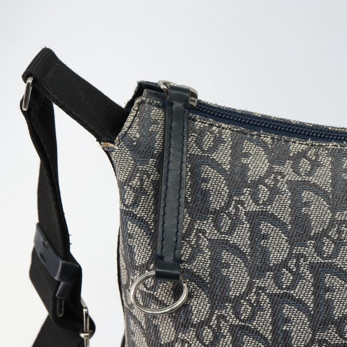 Christian Dior Vintage Trotter Shoulder Bag Canvas, NAVY, CANVAS, Shoulder bag