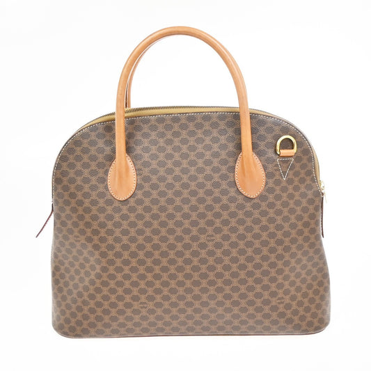 Celine Vintage Macadam Handbag Canvas and Leather, BROWN, CANVAS, Handbag