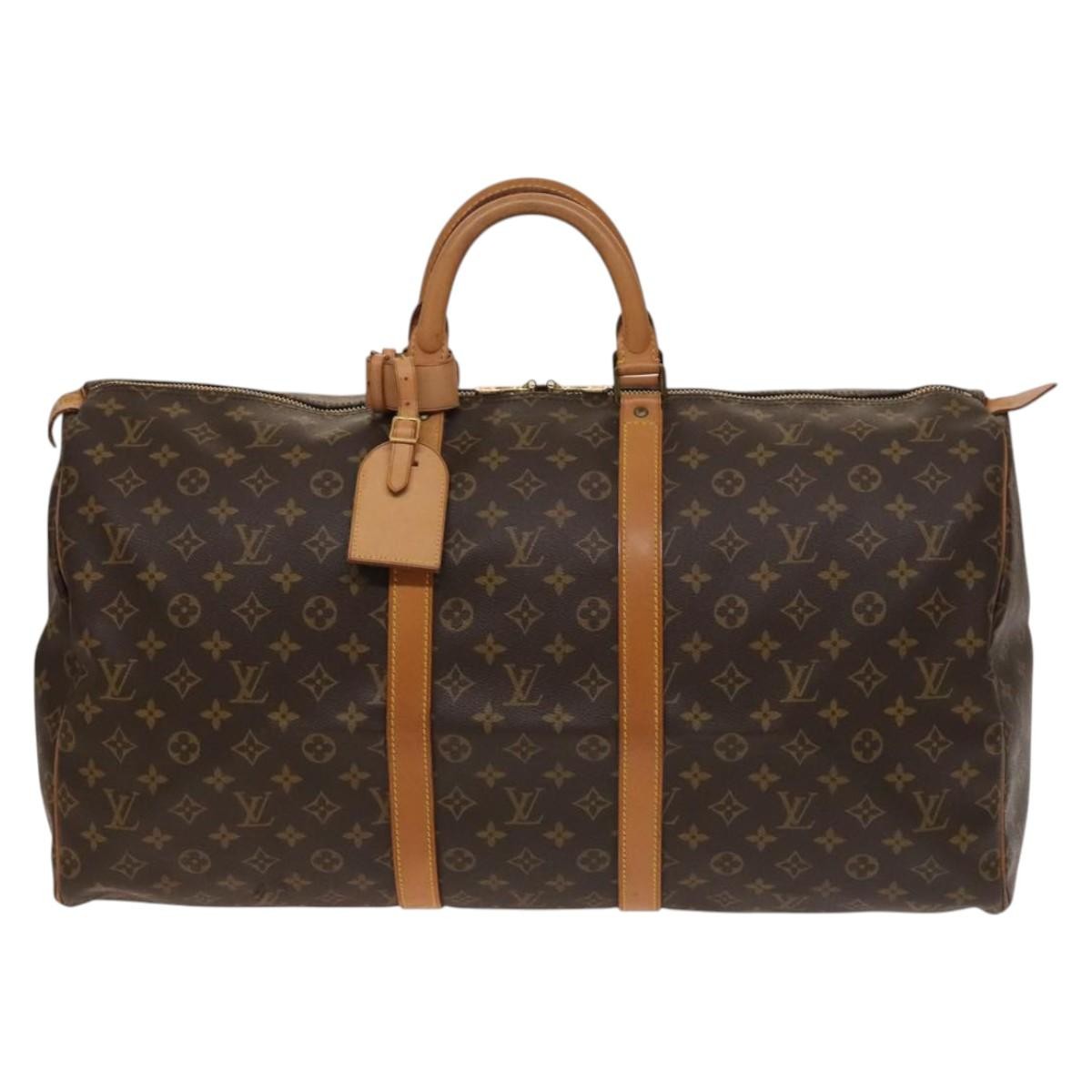 Louis Vuitton Keepall Bag Monogram Canvas, BROWN, CANVAS, Travel bag