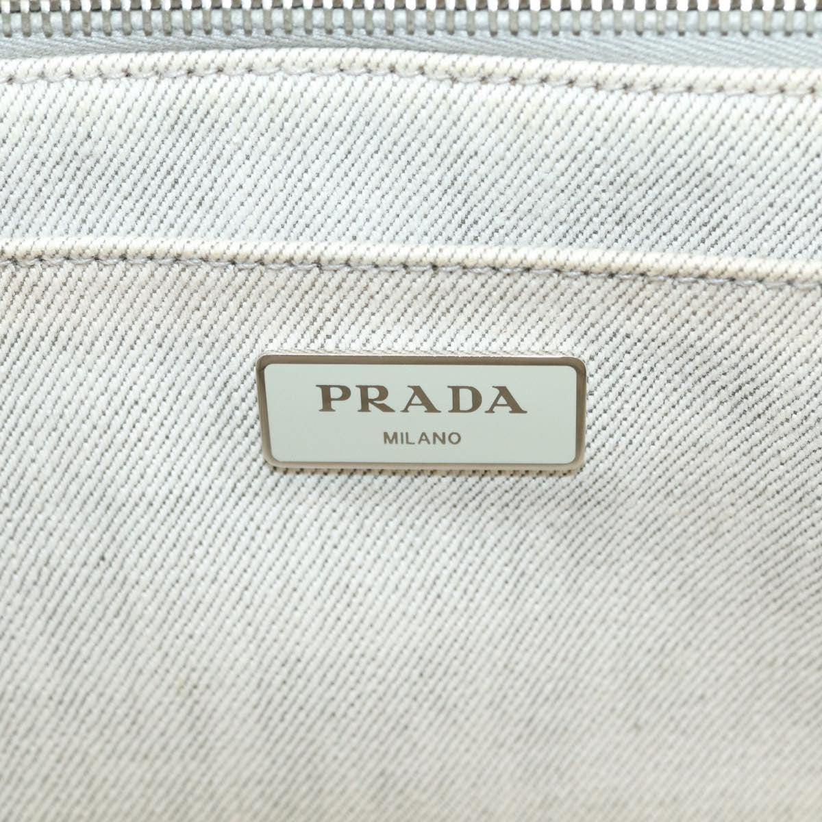 Prada Canapa Tote Rhinestone Embellished Canvas, GRAY, CANVAS, Tote bag