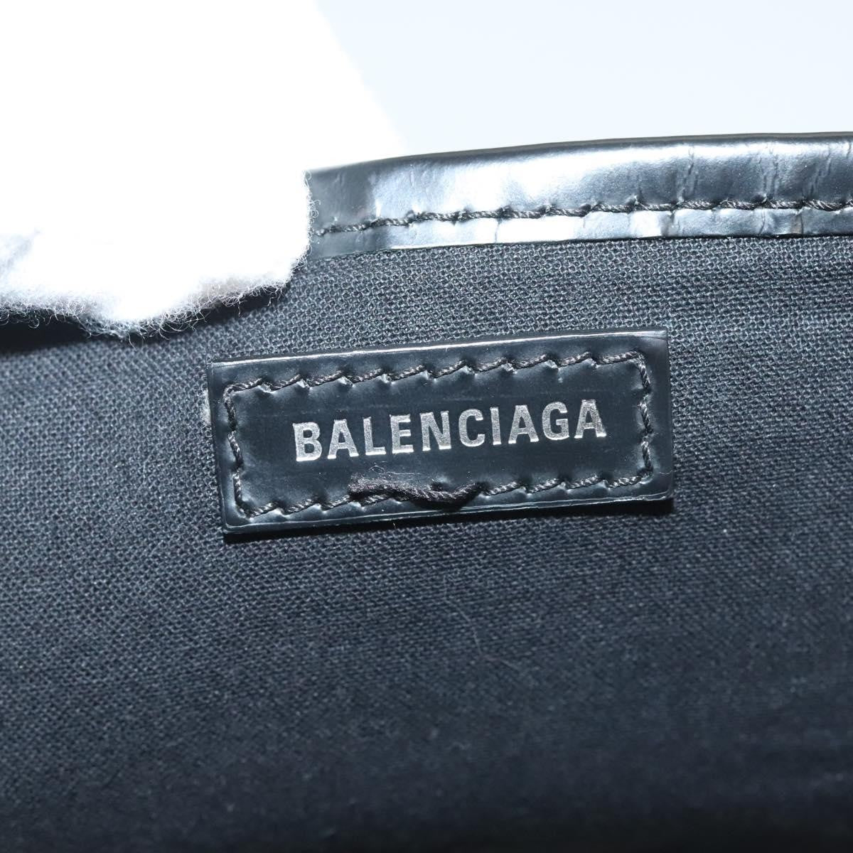 Balenciaga Navy Cabas Canvas with Leather, WHITE, CANVAS, Tote bag