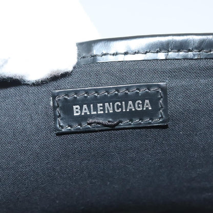 Balenciaga Navy Cabas Canvas with Leather, WHITE, CANVAS, Tote bag