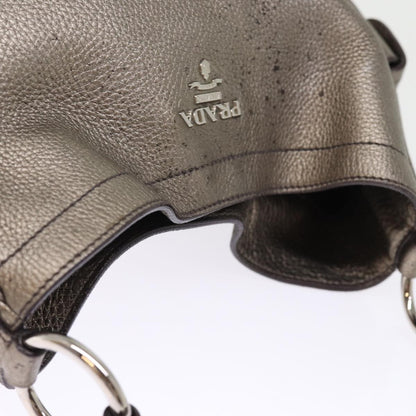 Prada Belted Hobo Vitello Daino, SILVER, LEATHER, Shoulder bag