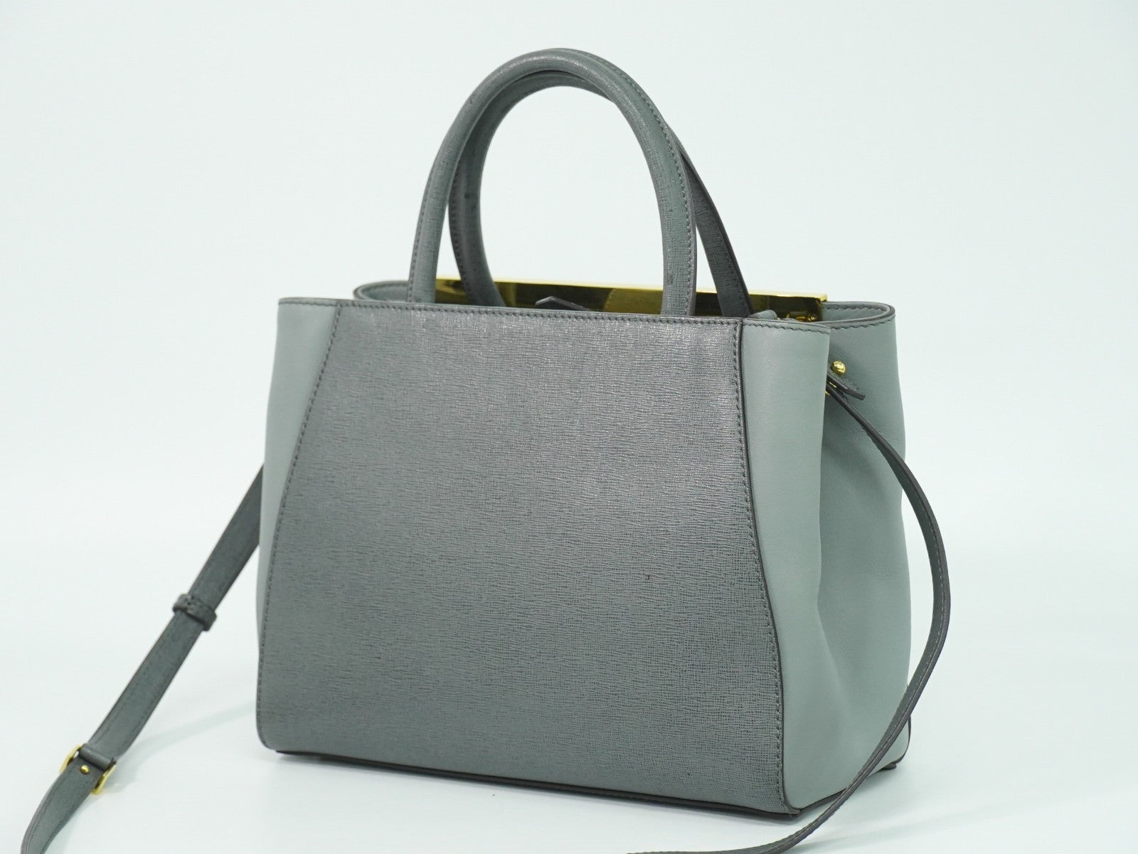 Fendi 2Jours Bag Leather, GRAY, LEATHER, Handbag