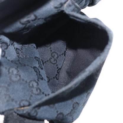 Gucci Vintage Double Belt Bag GG Canvas with Leather, BLACK, CANVAS, Clutche & pouche