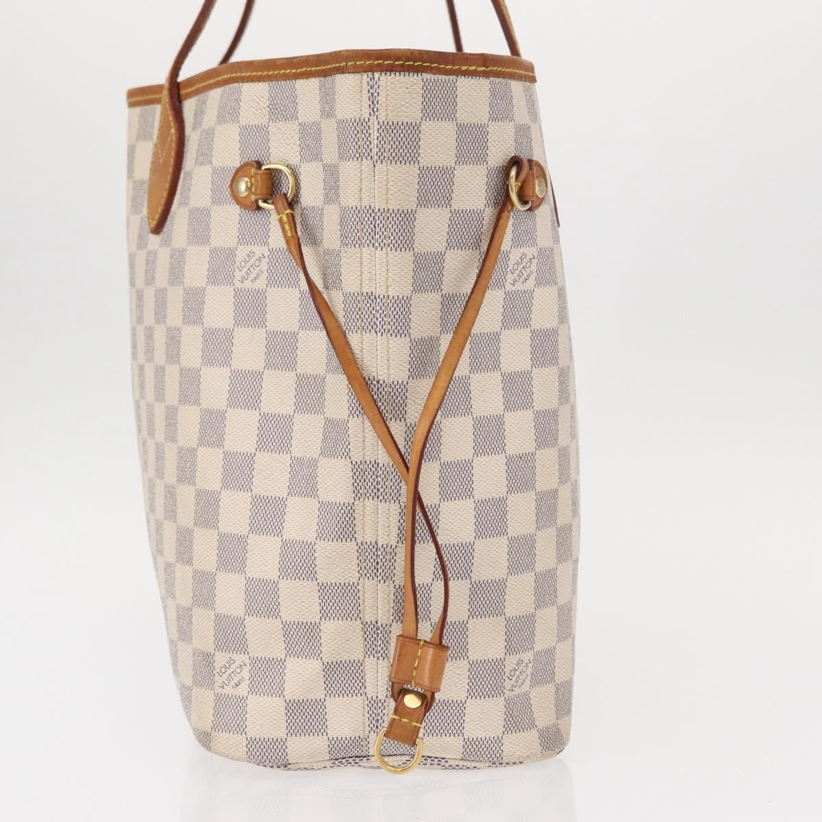 Louis Vuitton Neverfull Tote Damier, WHITE, CANVAS, Tote bag