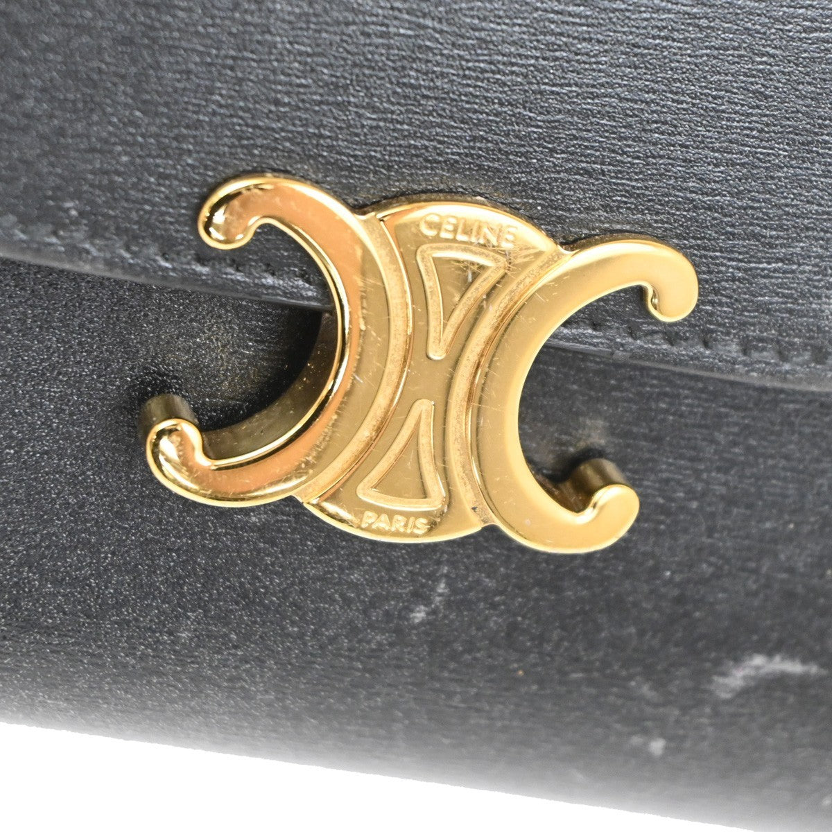 Celine Triomphe Trifold Wallet Leather, BLACK, LEATHER, Wallets