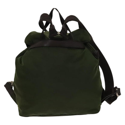 Prada Vela Double Front Pocket Backpack Tessuto with Saffiano Leather, KHAKI, NYLON, Backpack