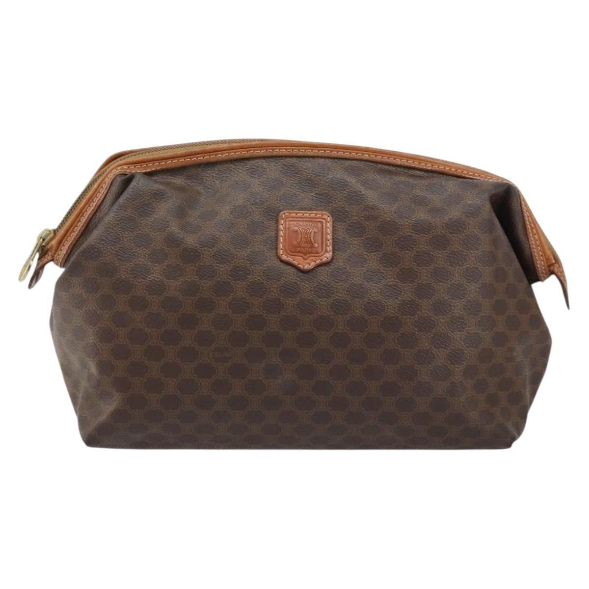 Celine C Macadam Pouch Canvas, BROWN, PVC, Clutche & pouche