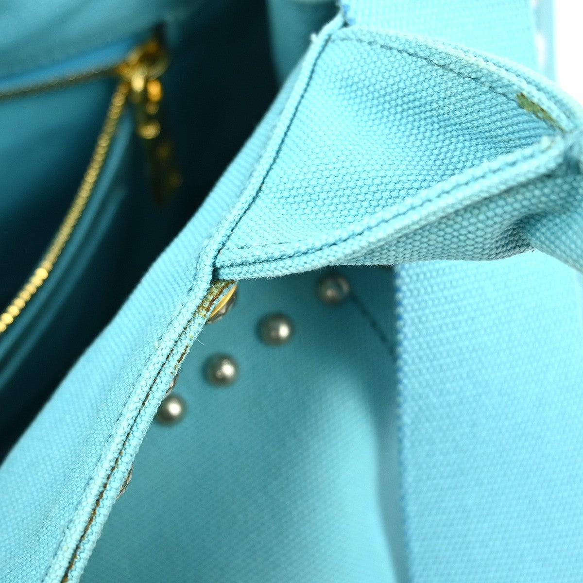 Prada Canapa Tote Rhinestone Embellished Canvas, BLUE, CANVAS, Tote bag