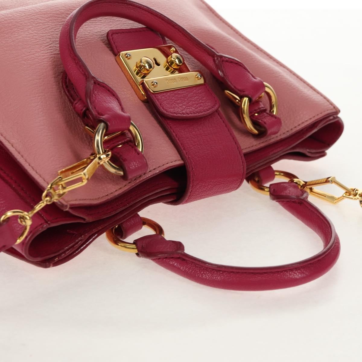 Miu Miu Madras Convertible Lock Tote Leather, PINK, LEATHER, Handbag