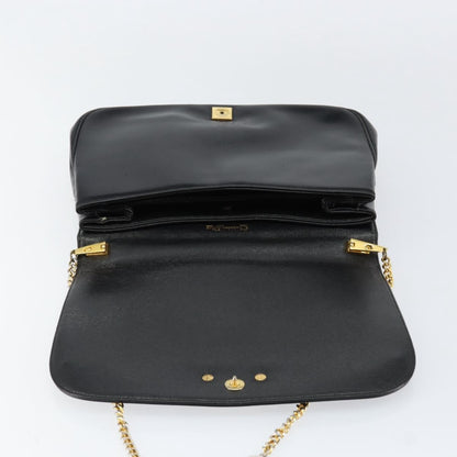 Christian Dior Vintage Chain Flap Shoulder Bag Leather, BLACK, LEATHER, Shoulder bag