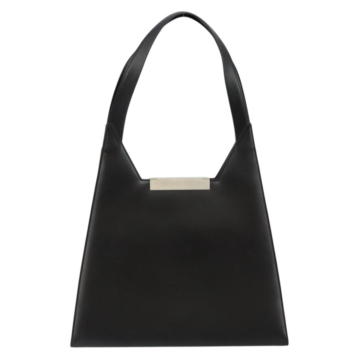 Salvatore Ferragamo Gancini Shoulder Bag Leather, BLACK, LEATHER, Shoulder bag