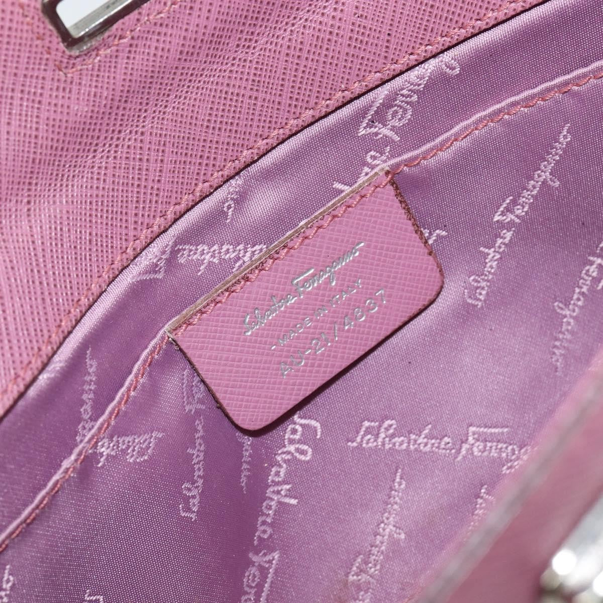 Salvatore Ferragamo Gancini Pouch Leather, PINK, LEATHER, Clutche & pouche