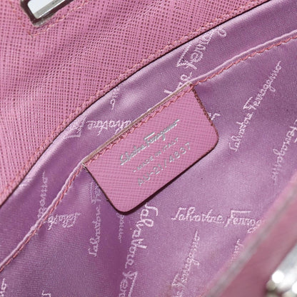 Salvatore Ferragamo Gancini Pouch Leather, PINK, LEATHER, Clutche & pouche