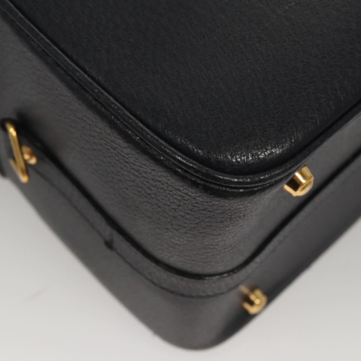 Gucci Vintage Bamboo Vanity Case Leather, NAVY, LEATHER, Handbag