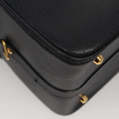 Gucci Vintage Bamboo Vanity Case Leather, NAVY, LEATHER, Handbag