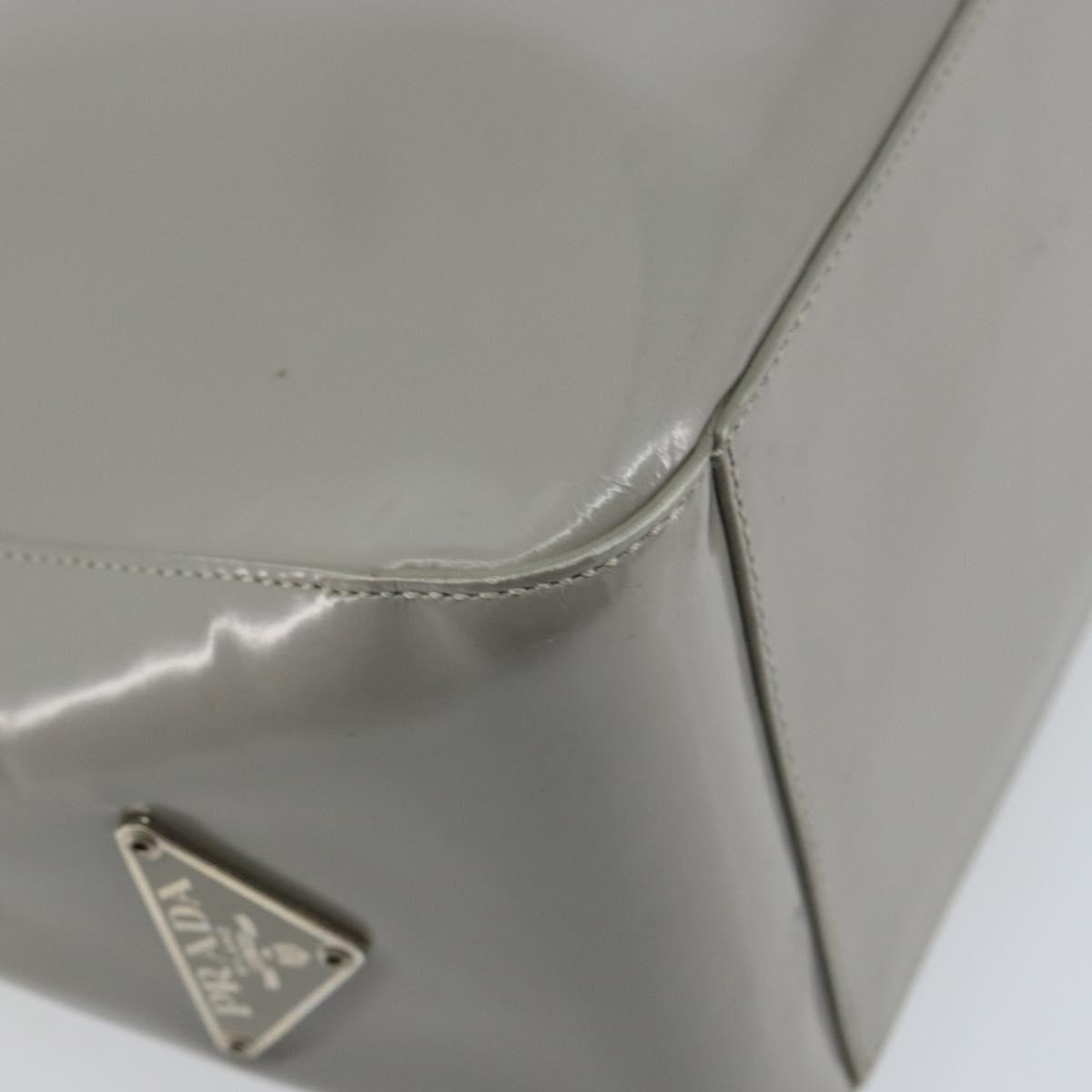 Prada Resin Handle Tote Patent Leather, GRAY, PATENT_LEATHER, Handbag
