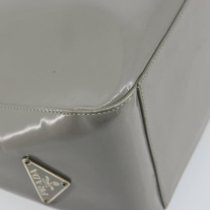 Prada Resin Handle Tote Patent Leather, GRAY, PATENT_LEATHER, Handbag