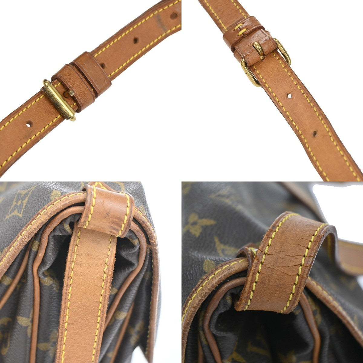 Louis Vuitton Saumur Handbag Monogram Canvas, Brown, Canvas, Shoulder Bag