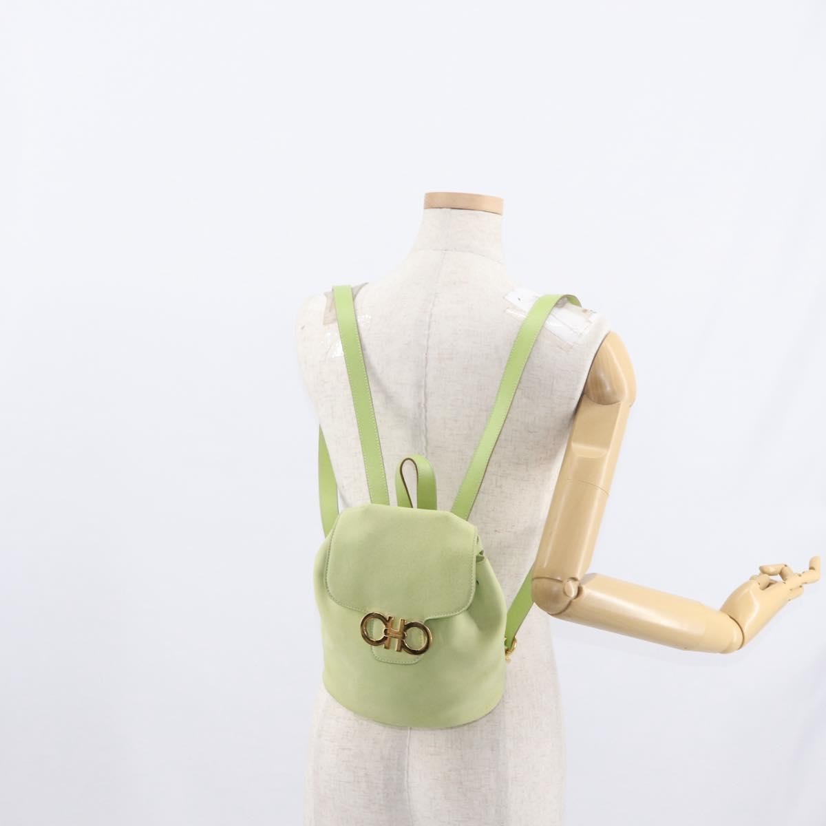 Salvatore Ferragamo Gancini Backpack Suede, GREEN, SUEDE, Backpack