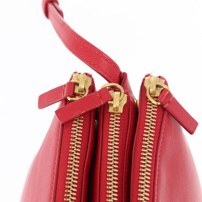 Celine Trio Crossbody Bag Leather, RED, LEATHER, Shoulder bag