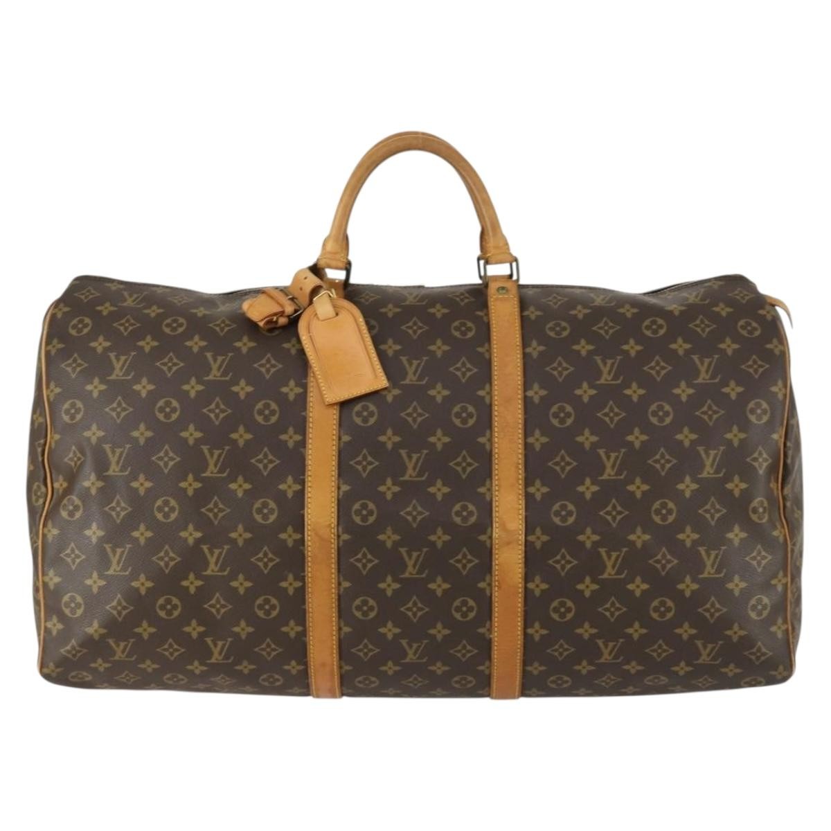 Louis Vuitton Keepall Bag Monogram Canvas, BROWN, CANVAS, Travel bag