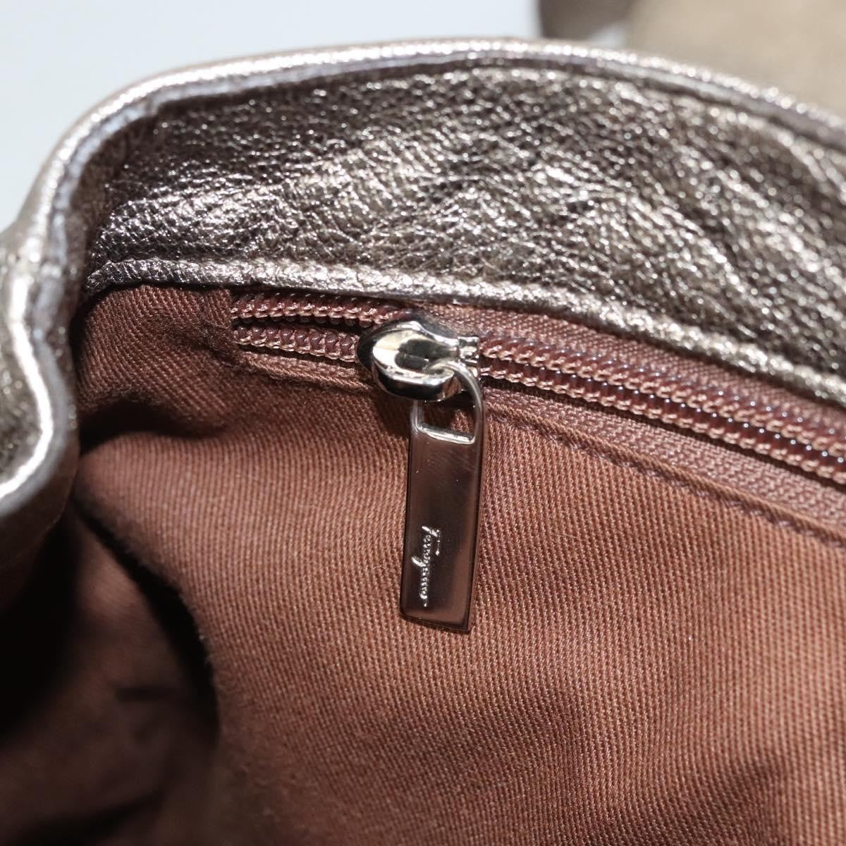 Salvatore Ferragamo Gancini Shoulder Bag Leather, GOLD, LEATHER, Shoulder bag