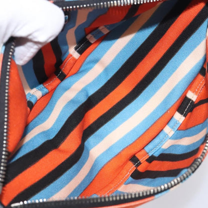 Prada Triangle Logo Wristlet Pouch Canvas, ORANGE, CANVAS, Clutche & pouche
