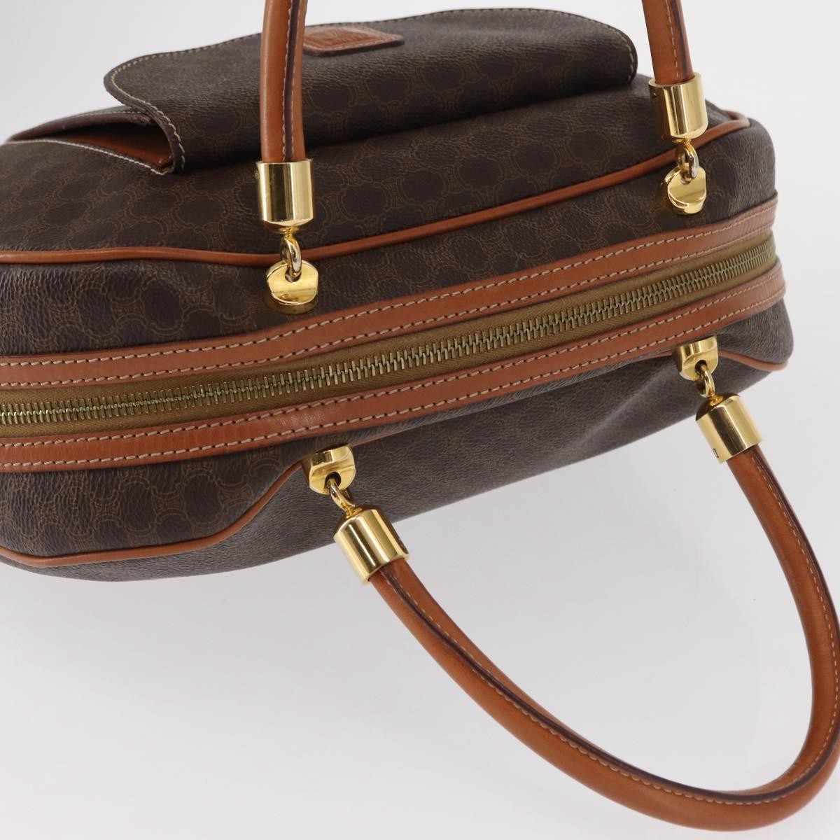 Celine Vintage Macadam Handbag Canvas and Leather, BROWN, CANVAS, Handbag