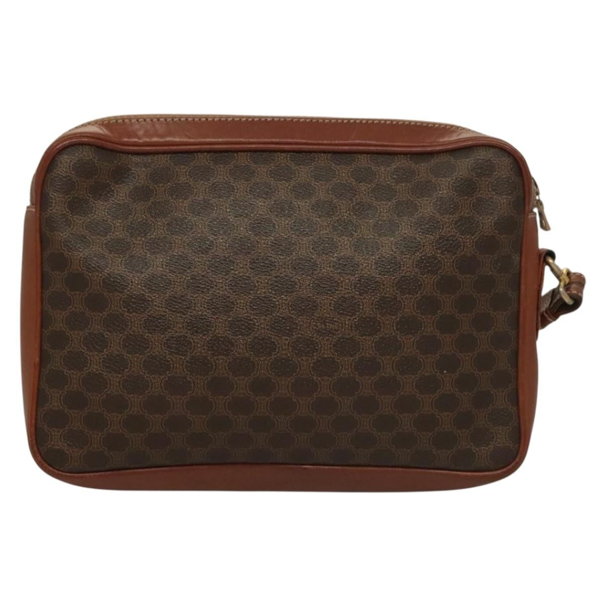 Celine Macadam Pochette Canvas and Leather, BROWN, CANVAS, Clutche & pouche